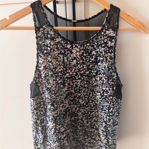 Lululemon Black and Pink Floral Tank Top